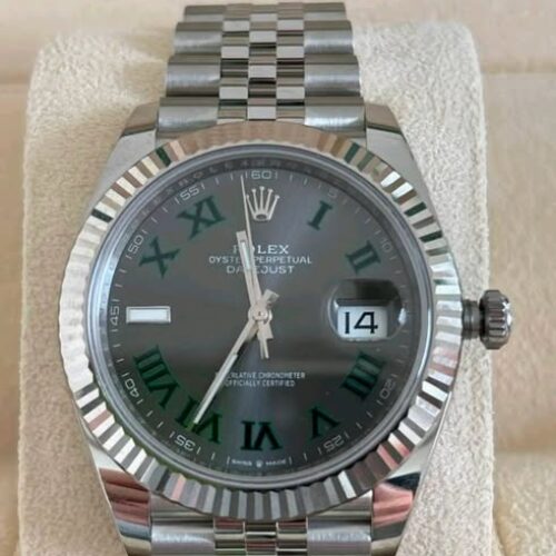 Rolex Datejust 41 “Wimbledon” Slate Green Roman Dial Fluted Bezel Jubilee 126334 | 2024 Unworn