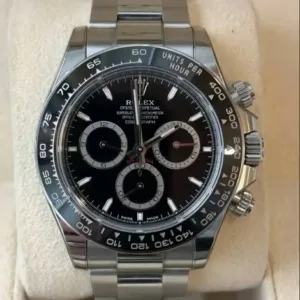 Rolex Cosmograph Daytona 40mm Black "Reverse Panda" Dial Black Cerachrom Tachymeter Bezel Oyster Bracelet 126500LN | 2024 Full Set