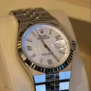 Rolex Land-Dweller 36mm "Intense White" Honeycomb Dial 18k White Gold Fluted Bezel Flat Jubilee Bracelet 127234 | 2025 Mint — Rolex's Most Significant New Model in Decades