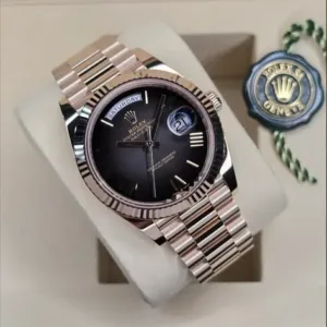 Rolex Day-Date 40mm Slate "Ombré" Dial 18k Everose Gold Fluted Bezel President Bracelet 228235 | 2025 Like New Full Set — Warranty Till 2030