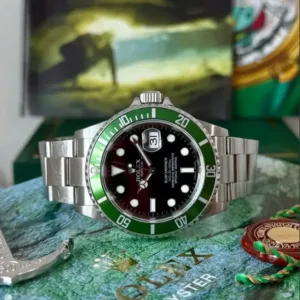Rolex Submariner Date "Kermit" 40mm Black Maxi Dial Anniversary Green Aluminum Bezel Oyster Bracelet 16610LV | 2007 Full Set — Never Polished