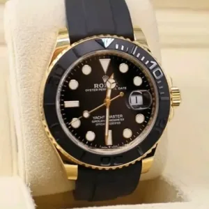 Rolex Yacht-Master 42mm Black Dial Matte Black Cerachrom Bidirectional Bezel Solid 18k Yellow Gold Oysterflex Strap 226658 | 2024 Mint Full Set