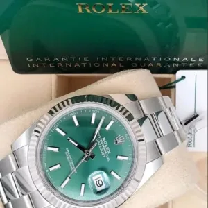 Rolex Datejust 41mm Mint Green Sunray Dial 18k White Gold Fluted Bezel Oyster Bracelet 126334 | 2025 Mint Full Set