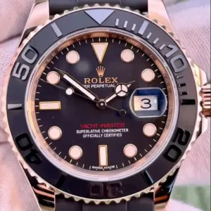 Rolex Yacht-Master 40mm Black Matte Dial Black Cerachrom Bezel Solid 18k Everose Gold Oysterflex Strap 116655 | 2020 Full Set — The Original "First" Yacht-Master