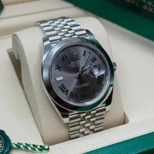 Rolex Datejust 41 Slate Roman Dial Smooth Bezel Jubilee Bracelet 126300 | 2024 Like New